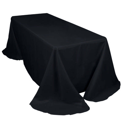 Polyester 90"x132" Rectangle Tablecloth Black - Rounded Corners and Seamless Table Cover