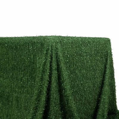 Polyester 90’’x156’’ Rectangle Tablecloth Green with Shaggy Fringe Table Cover - Tablecloths