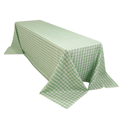Polyester 90’’x156’’ Rectangle Tablecloth White/Sage Green - Seamless Checkered Buffalo Plaid Table Cover - Tablecloths