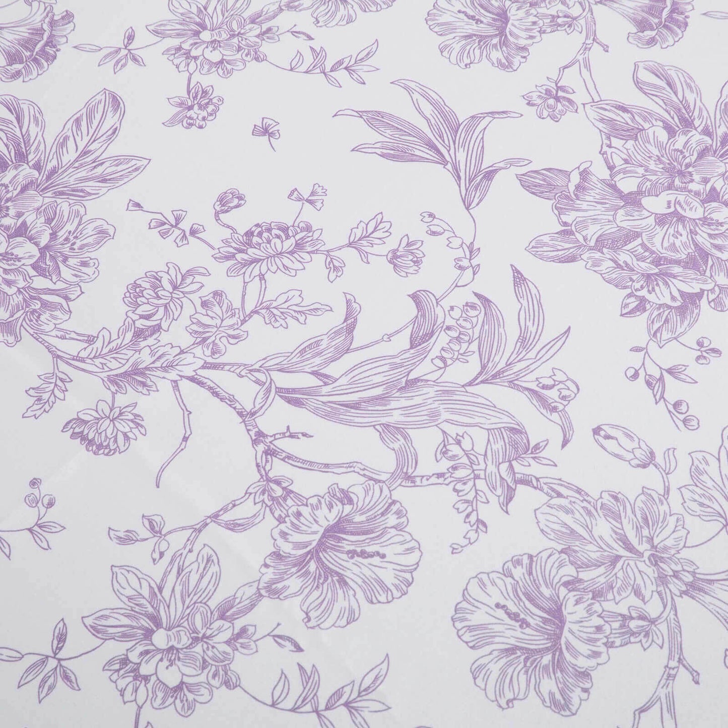 Polyester 90’’x156’’ Rectangle Tablecloth White - Seamless Lavender Lilac French Toile Pattern for Grand Occasions