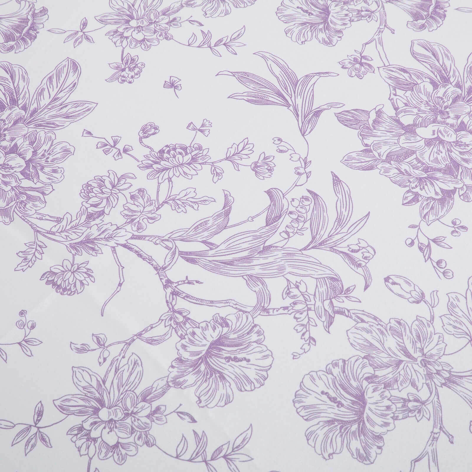 Polyester 90’’x156’’ Rectangle Tablecloth White - Seamless Lavender Lilac French Toile Pattern for Grand Occasions