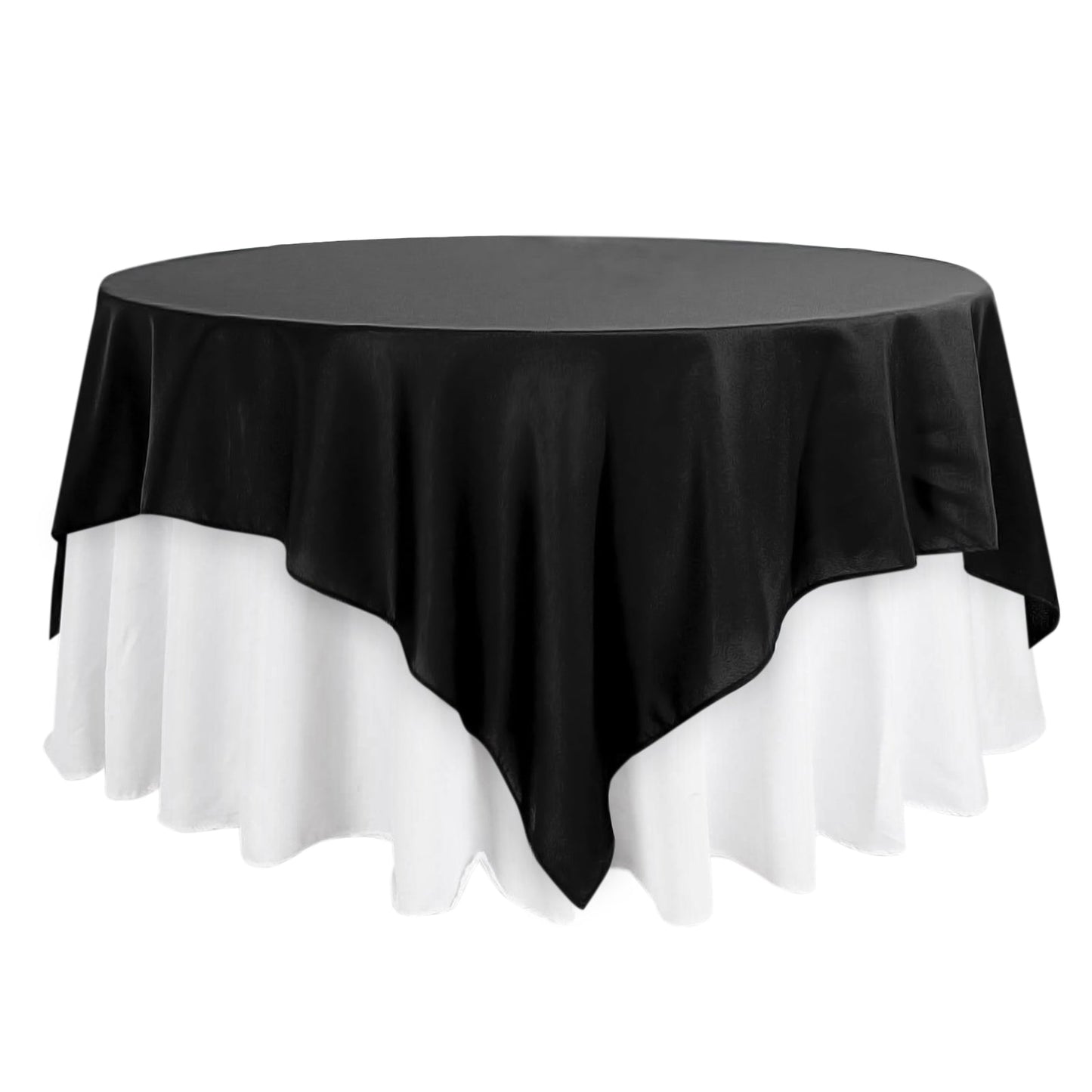 Polyester 90"x90" Table Overlay Square Tablecloth Black - Wrinkle-Resistant & Durable Table Cover for Events