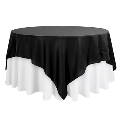 Polyester 90"x90" Table Overlay Square Tablecloth Black - Wrinkle-Resistant & Durable Table Cover for Events