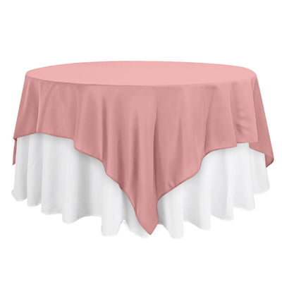 Polyester 90’’x90’’ Table Overlay Square Tablecloth Dusty Rose - Wrinkle-Resistant & Durable Table Cover - Overlays