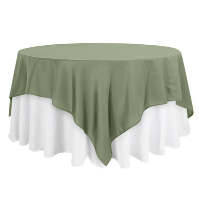 Polyester 90’’x90’’ Table Overlay Square Tablecloth Dusty Sage Green - Wrinkle-Resistant & Durable Table Cover