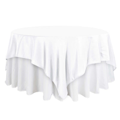 Polyester 90"x90" Table Overlay Square Tablecloth White - Wrinkle-Resistant & Durable Table Cover for Events