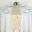 Polyester 9ft Table Runner Beige with Gold Foil Modern Geometric Accent