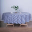 Polyester 108" Round Tablecloth White/Navy Blue - Checkered Buffalo Plaid Table Cover