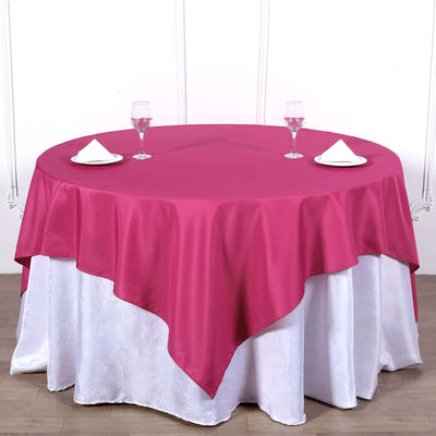 Polyester 70"x70" Table Overlay Square Tablecloth Fuchsia - Wrinkle-Resistant & Durable Table Cover