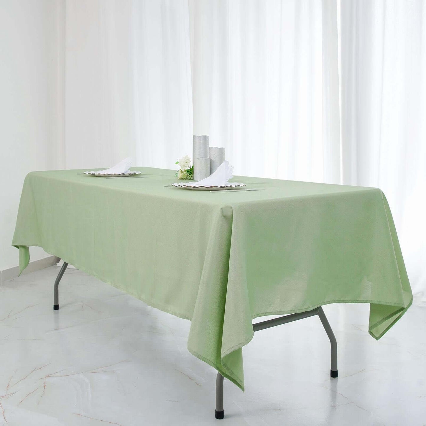 Polyester 60"x126" Rectangle Tablecloth Sage Green - Wrinkle-Resistant Table Cover