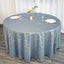 Polyester 120" Round Tablecloth Dusty Blue with Gold Foil Geometric Pattern Wrinkle-Resistant Seamless Table Cover