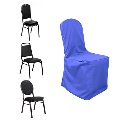 Polyester Slip On Banquet Chair Covers Royal Blue - Stain-Resistant Reusable Durable Fabric
