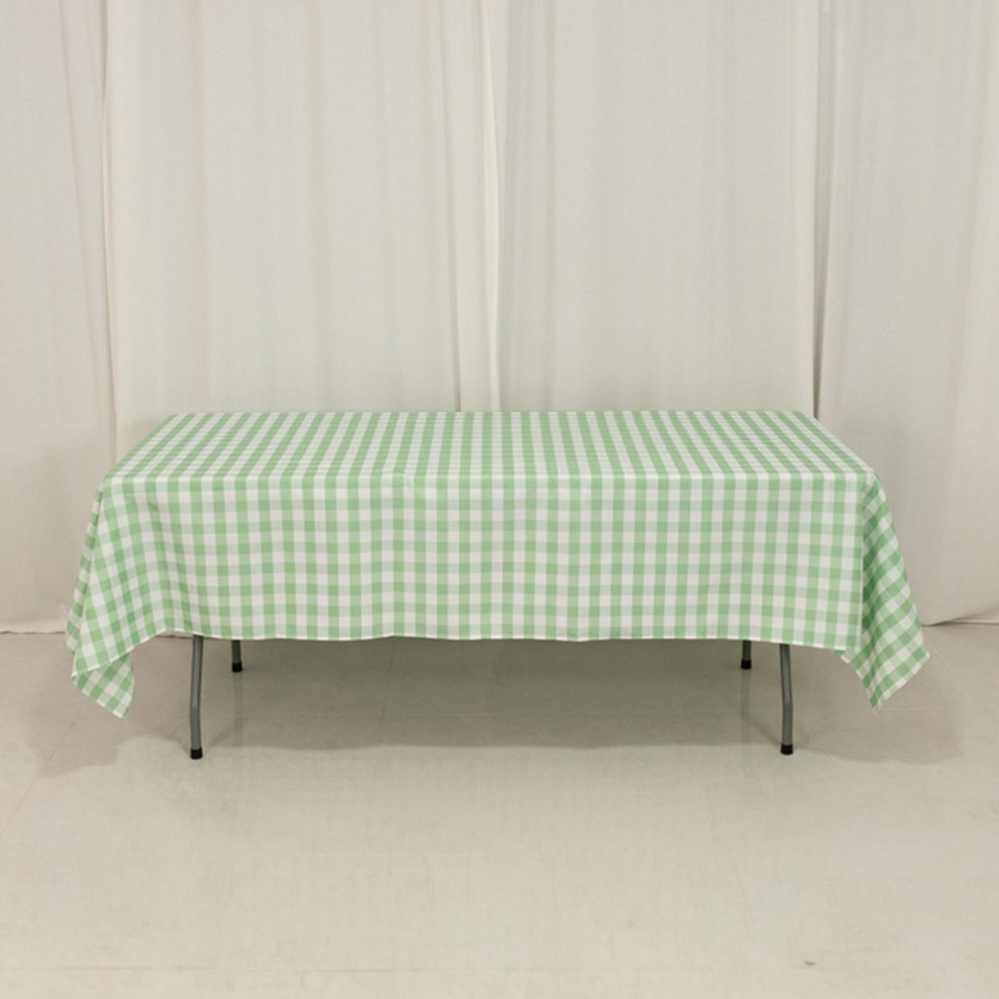 Polyester 60"x102" Rectangle Tablecloth White/Sage Green - Checkered Buffalo Plaid Table Cover