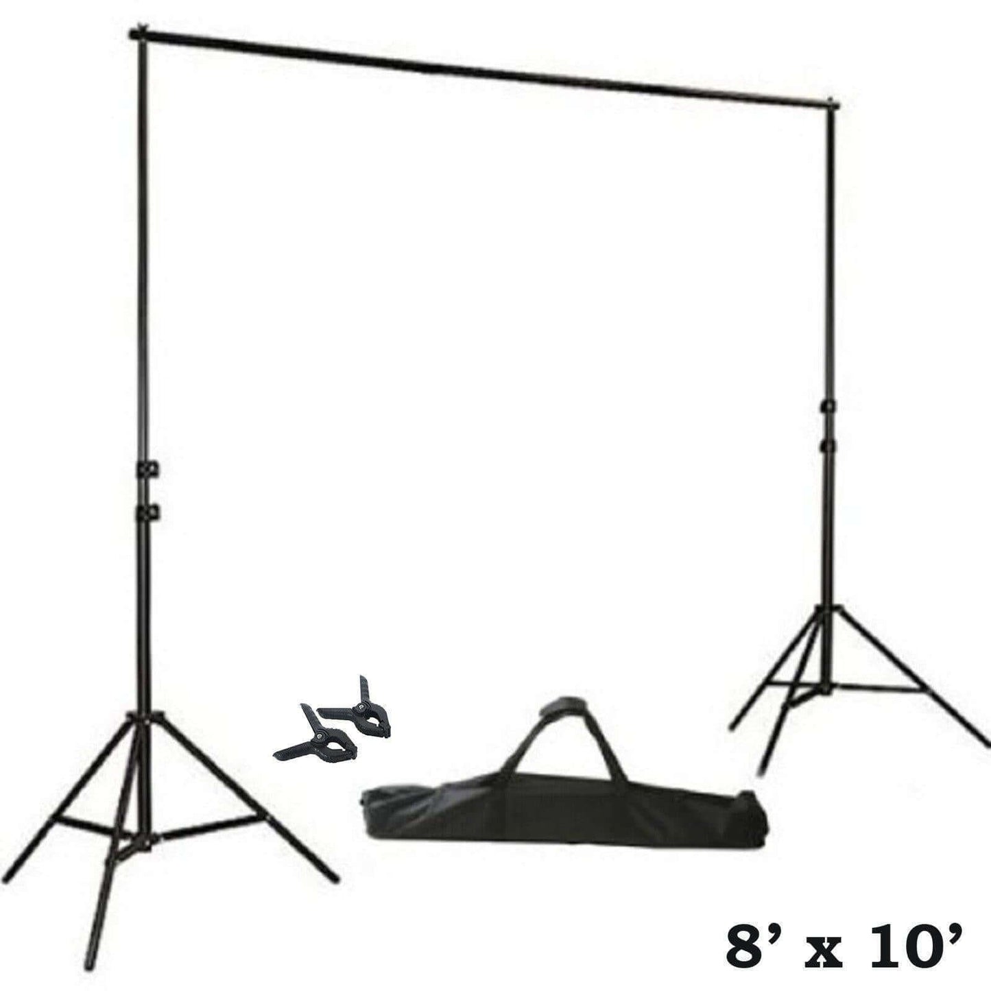 8ftX10ft Metal Adjustable Photography Backdrop Stand Kit and FREE Clips