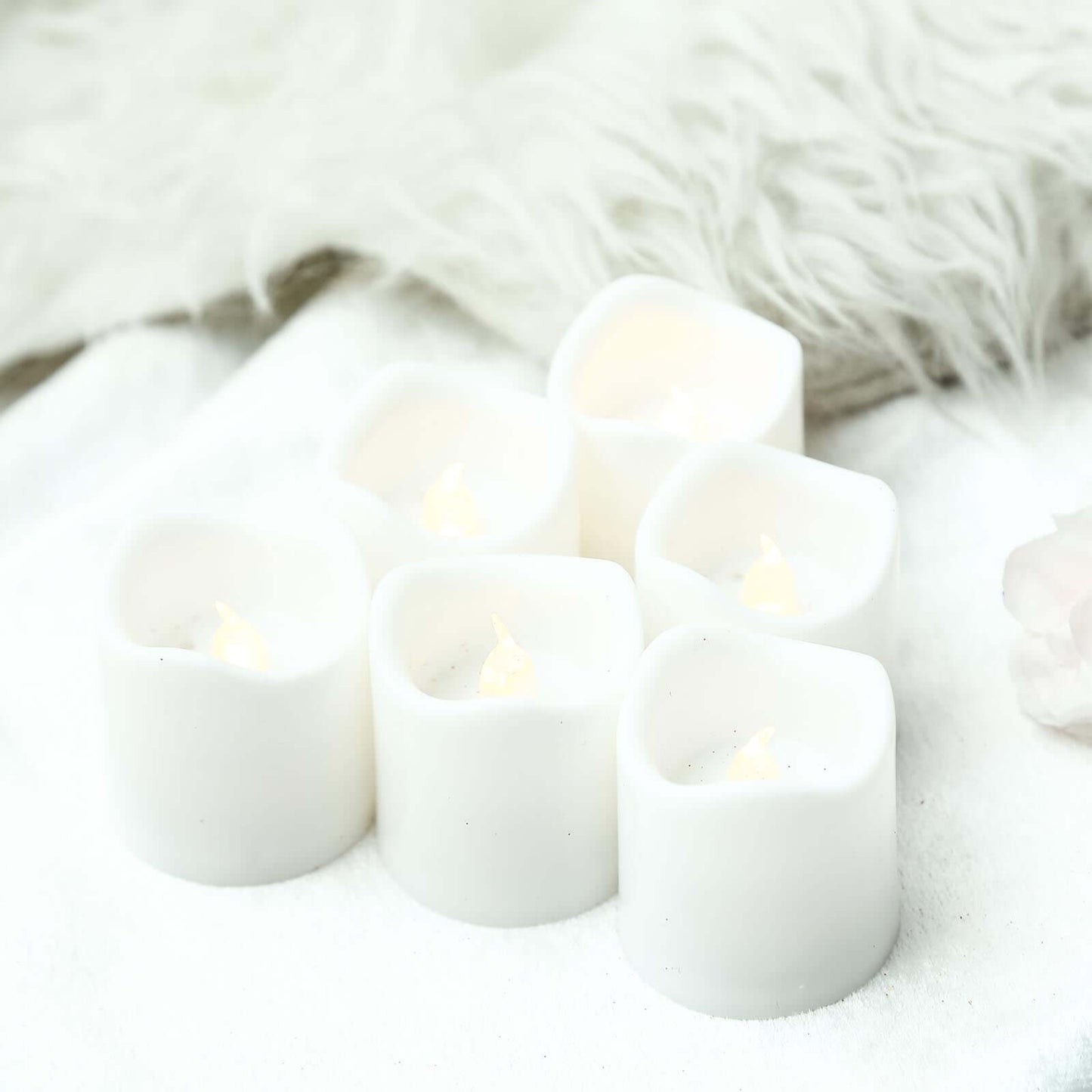 12-Pack LED Votive Candles Classic White Design - Reusable Flameless Battery Operated Lights