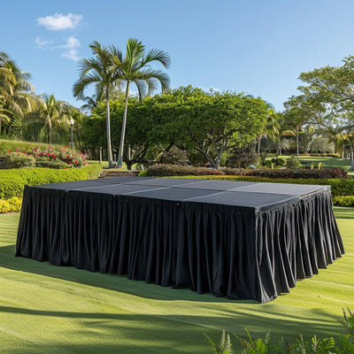 Portable Stage Skirt Black Polyester Platform Skirting Cloth for Events Performances & Wedding Staging - 48’’x20ft