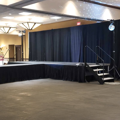 Portable Stage Skirt Black Polyester Platform Skirting Cloth for Events Performances & Wedding Staging - 24’’x20ft