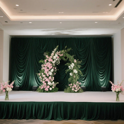 Portable Stage Skirt Hunter Emerald Green Polyester Platform Skirting Cloth for Events Performances & Wedding Staging