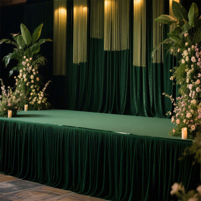 Portable Stage Skirt Hunter Emerald Green Polyester Platform Skirting Cloth for Events Performances & Wedding Staging