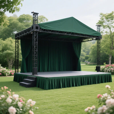Portable Stage Skirt Hunter Emerald Green Polyester Platform Skirting Cloth for Events Performances & Wedding Staging