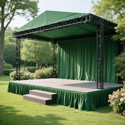 Portable Stage Skirt Hunter Emerald Green Polyester Platform Skirting Cloth for Events Performances & Wedding Staging