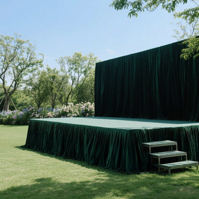Portable Stage Skirt Hunter Emerald Green Polyester Platform Skirting Cloth for Events Performances & Wedding Staging