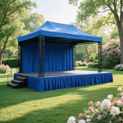 Portable Stage Skirt Royal Blue Polyester Platform Skirting Cloth for Events Performances & Wedding Staging - 24’’x20ft