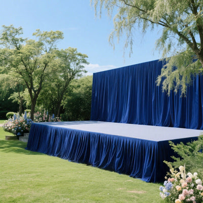Portable Stage Skirt Royal Blue Polyester Platform Skirting Cloth for Events Performances & Wedding Staging - 36’’x20ft