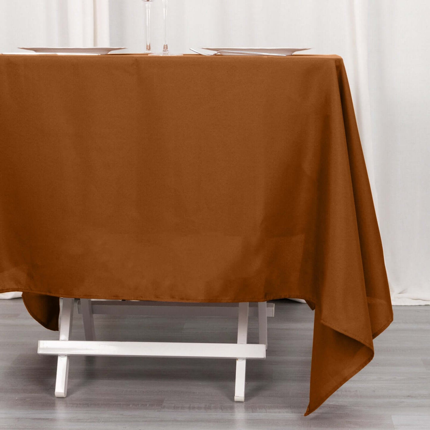 Polyester Square 70"x70" Tablecloth Cinnamon Brown - Wrinkle-Resistant & Durable Table Cover