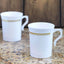 8-Pack Plastic Coffee Mugs White with Gold Stripes - Sturdy Disposable Cups for Coffee and Tea 8oz 4"