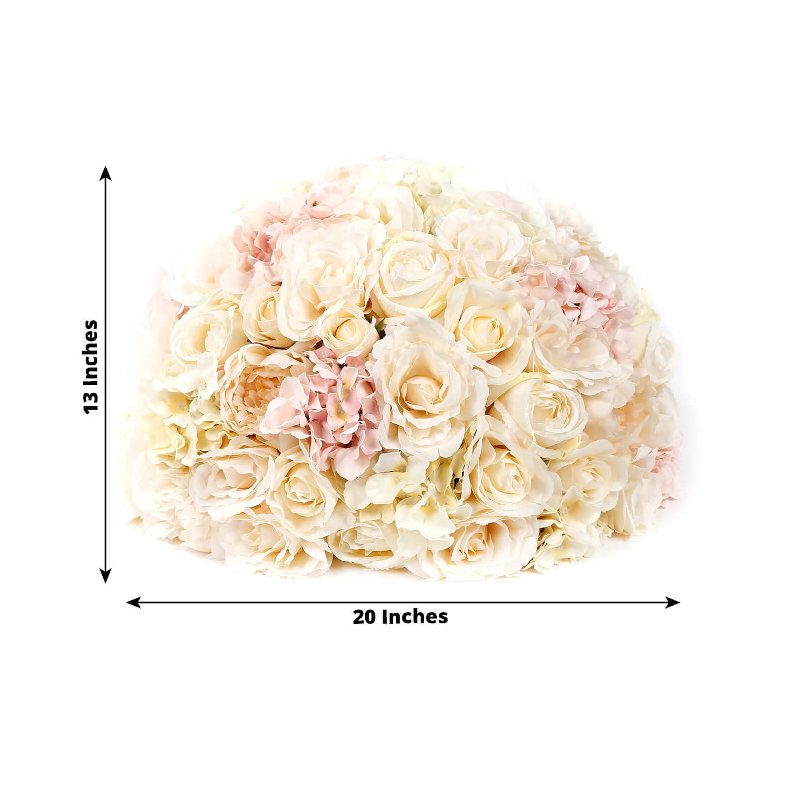 Pre-Arranged Silk Rose Wedding Centerpiece Cream Artificial Rose Flower Balls Arrangement Table Decor - 20’’ - Silk