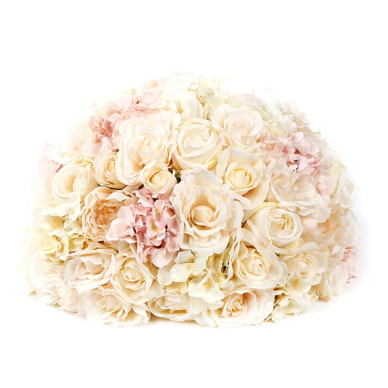 Pre-Arranged Silk Rose Wedding Centerpiece Cream Artificial Rose Flower Balls Arrangement Table Decor - 20’’ - Silk