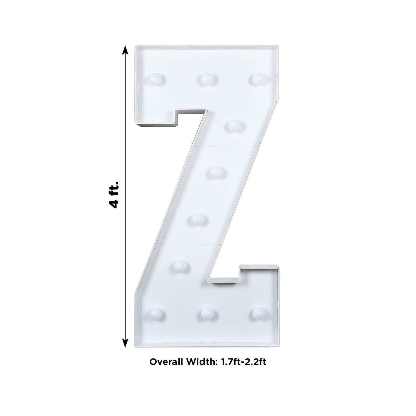 Giant LED Marquee Light Up Letter "Z", White 4ft Pre-Cut Foam Board with 10 Warm White Battery Operated LEDs, Glue Gun and Sticks