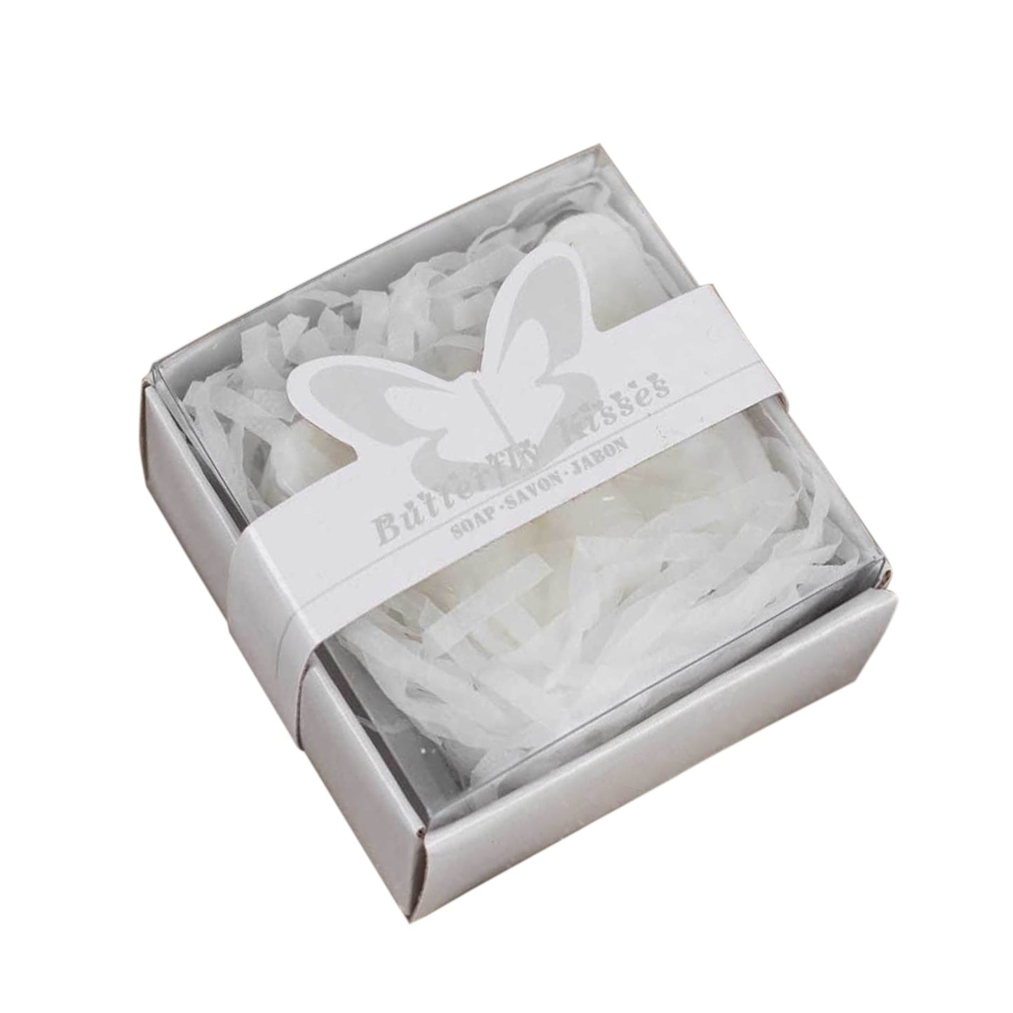 10 Pack White Butterfly Unscented Soap Baby Shower Favors with Gift Boxes, Pre-Packed Bridal Shower Wedding Souvenirs - 2"