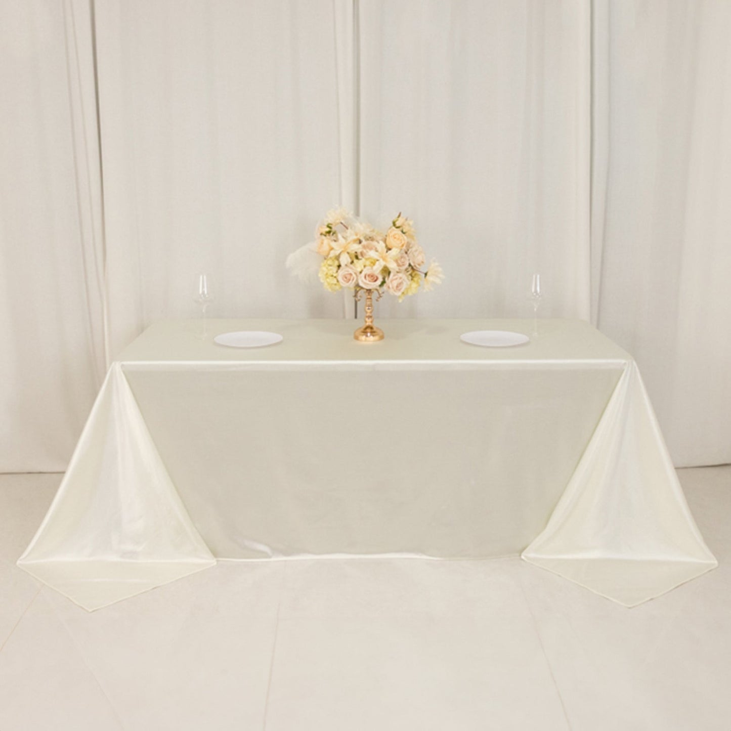 Scuba Rectangular 90"x132" Tablecloth Shimmering Pearl White - Wrinkle Free & Stain Resistant Seamless Table Cover