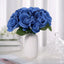 12" Royal Blue Artificial Velvet-Like Fabric Rose Flower Bouquet Bush