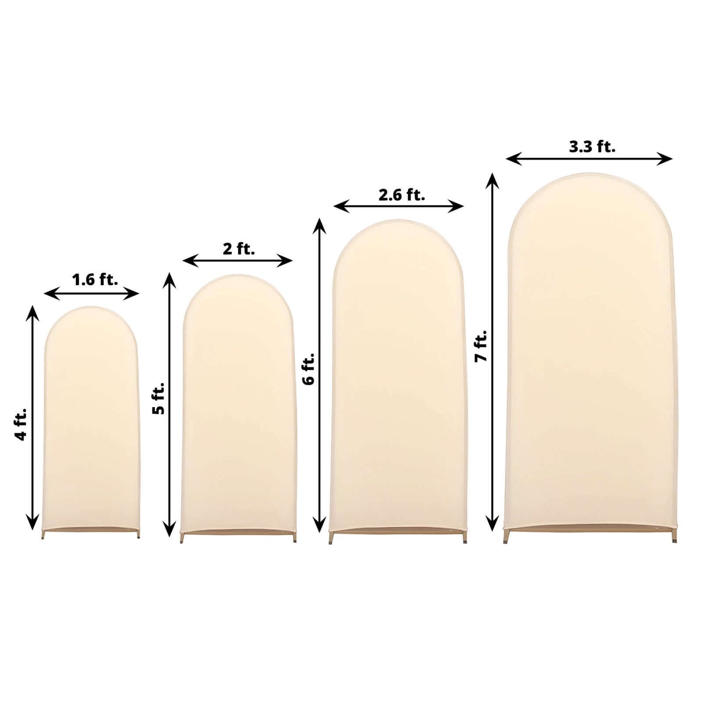 Set of 4 Matte Beige Spandex Fitted Wedding Arch Covers For Round Top Chiara Backdrop Stands - 4ft,5ft,6ft,7ft