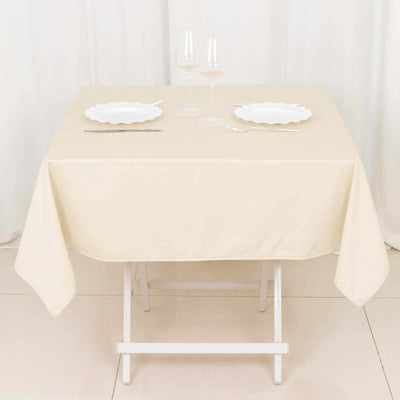 Scuba Square 54"x54" Tablecloth Beige - Wrinkle Free & Stain Resistant Table Cover