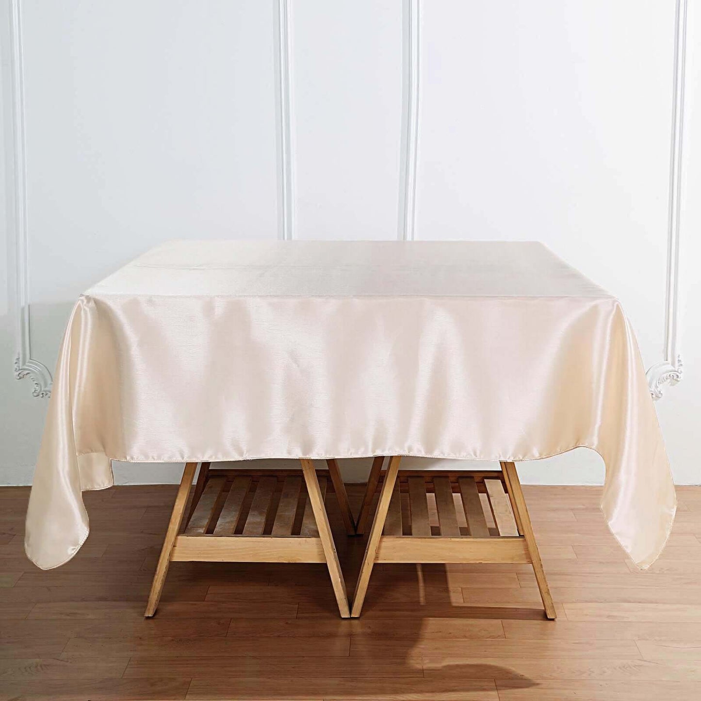 Satin 72"x72" Table Overlay Square Tablecloth Beige - Smooth Finish Table Cover