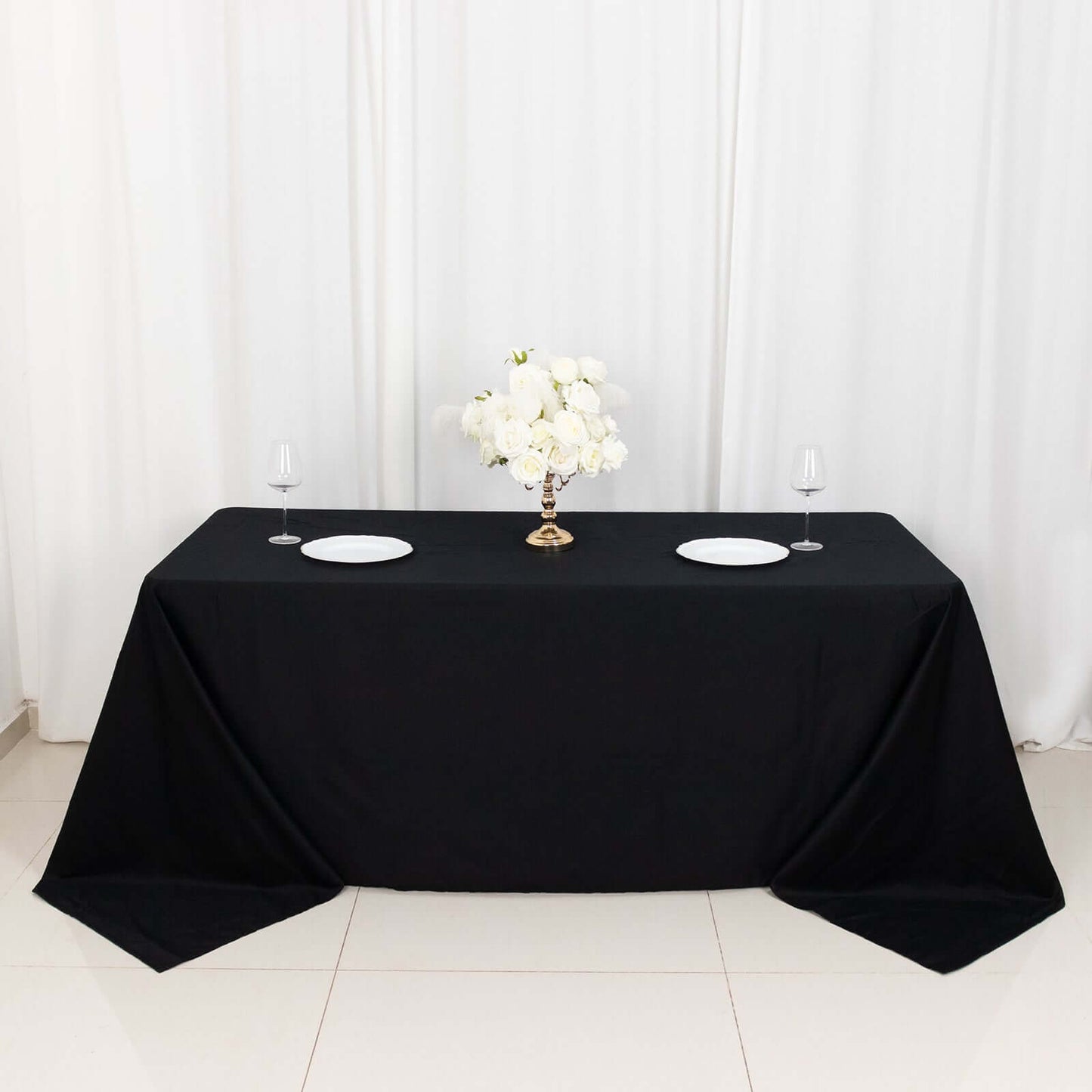 100% Cotton 90"x132" Rectangle Tablecloth Black Linen - Seamless, Soft & Breathable Table Cover