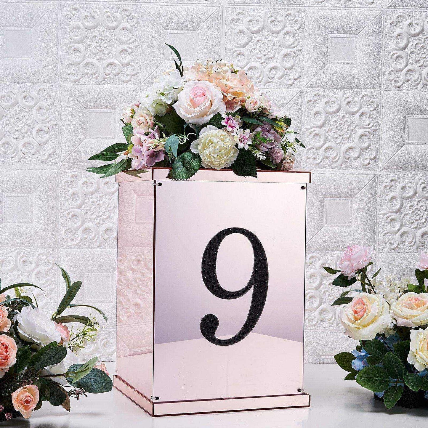 Decorative Rhinestone Number "9" Stickers, Glitter Adhesive Craft Numbers Black DIY Sparkle Embellishments 8"