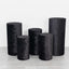 Set of 5 Black Crushed Velvet Cylinder Pedestal Stand Covers, Premium Pillar Prop Covers