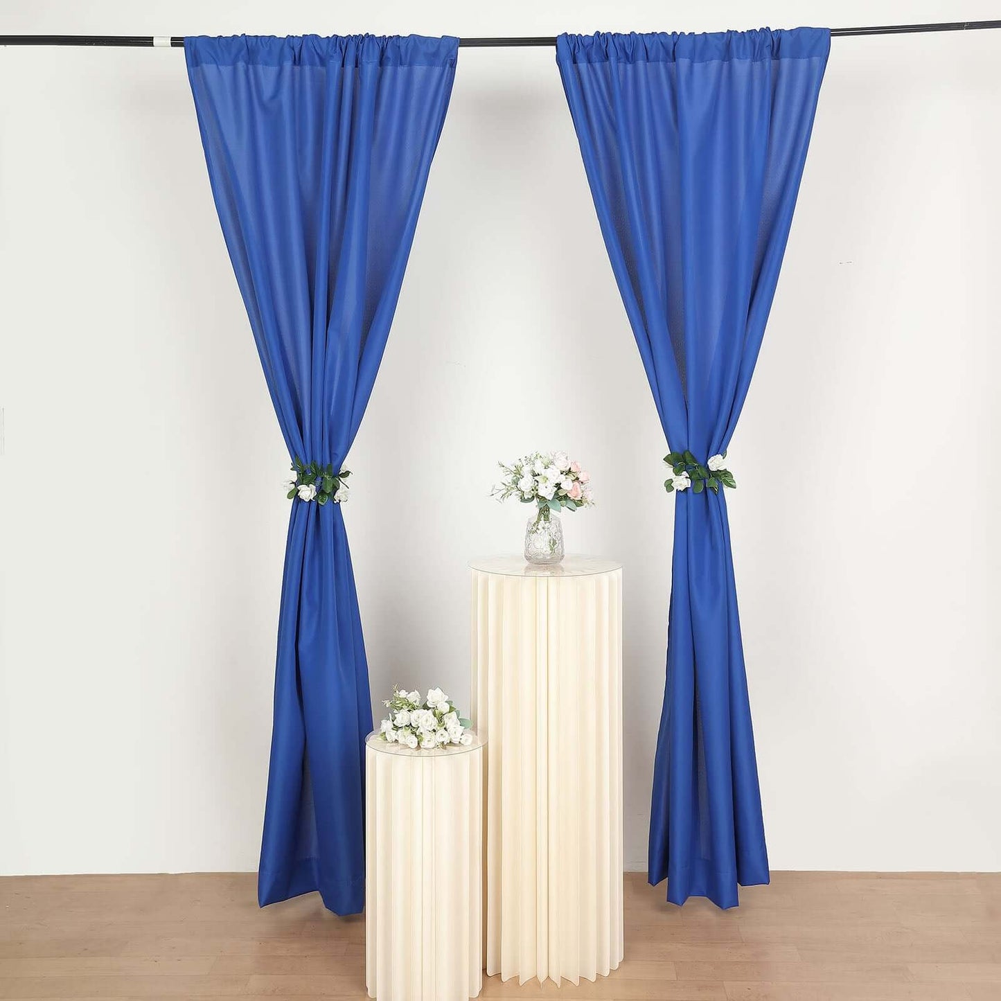 2 Pack Royal Blue Polyester Event Curtain Drapes, 10ftx8ft Backdrop Event Panels With Rod Pockets 130 GSM