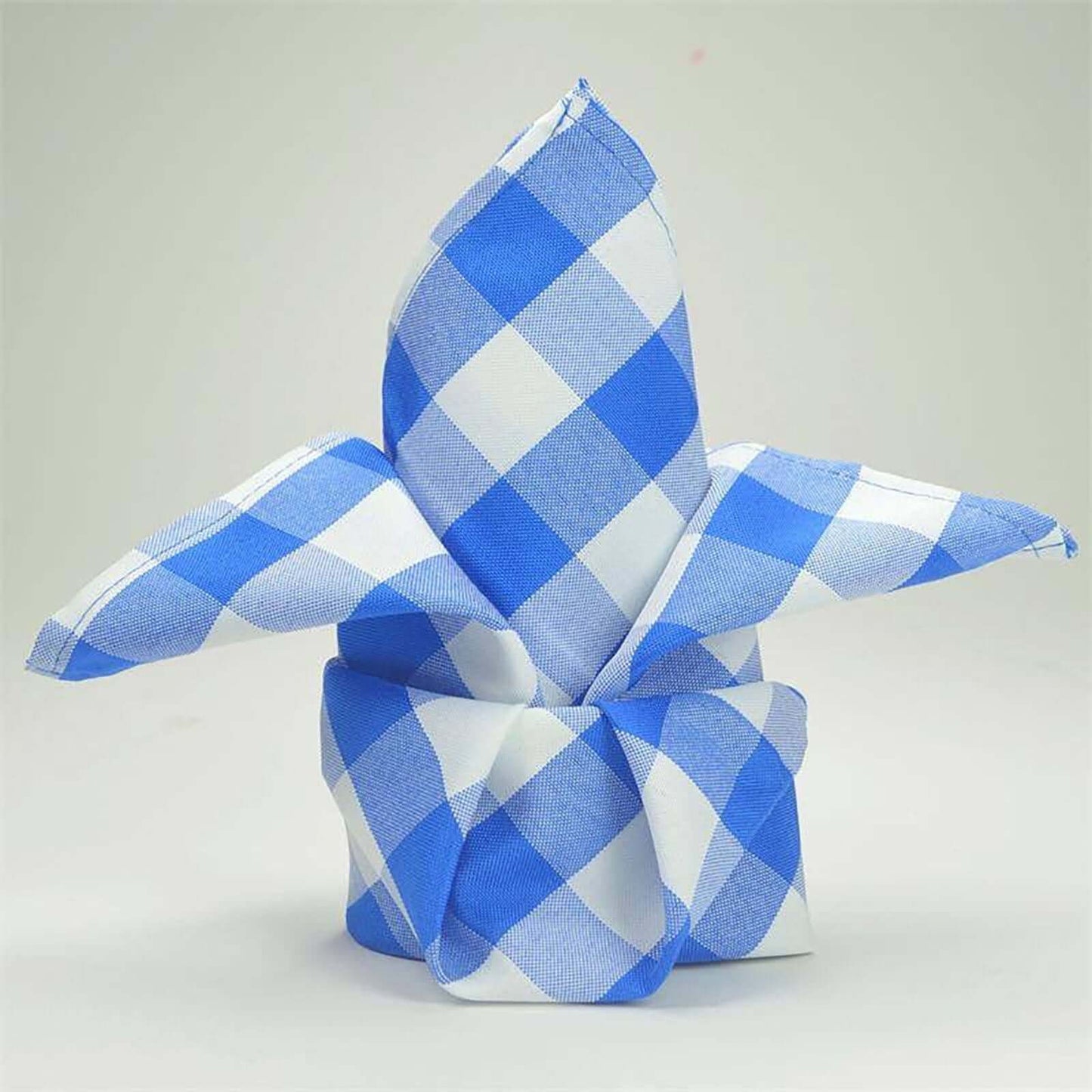 5 Pack Polyester 15"x15" Napkins Blue/White Buffalo Plaid Gingham Style Cloth Napkins