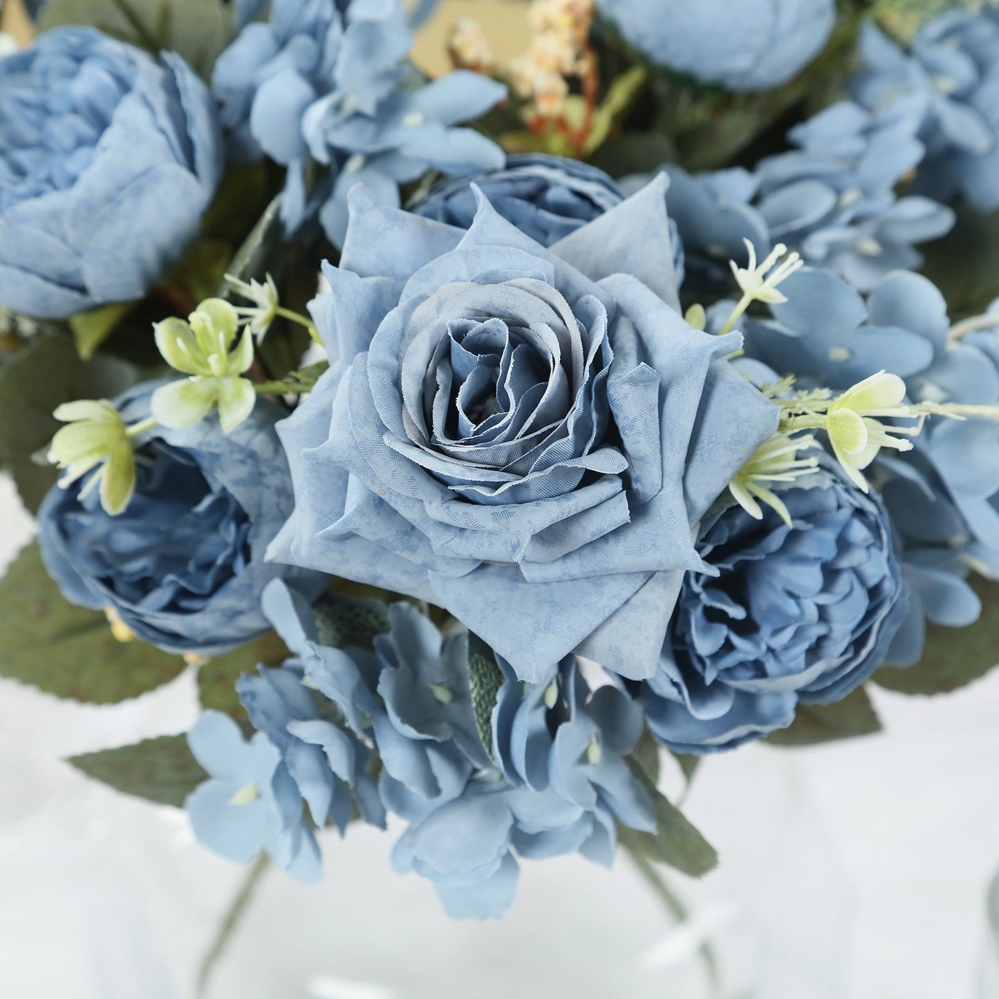 2 Pack Artificial Rose & Peony Floral Arrangements â€“ 12" Dusty Blue Silk Bouquets for Weddings & Home DÃ©cor