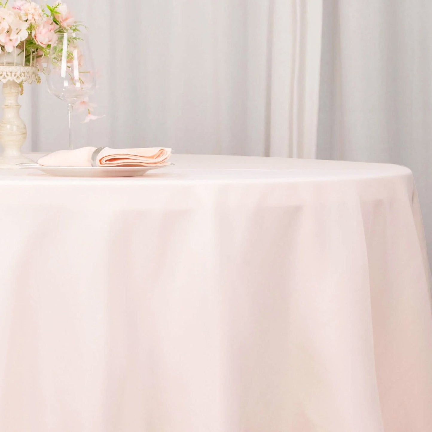 Premium Polyester 120" Round Tablecloth Blush - Seamless 220GSM Wrinkle-Resistant Table Cover