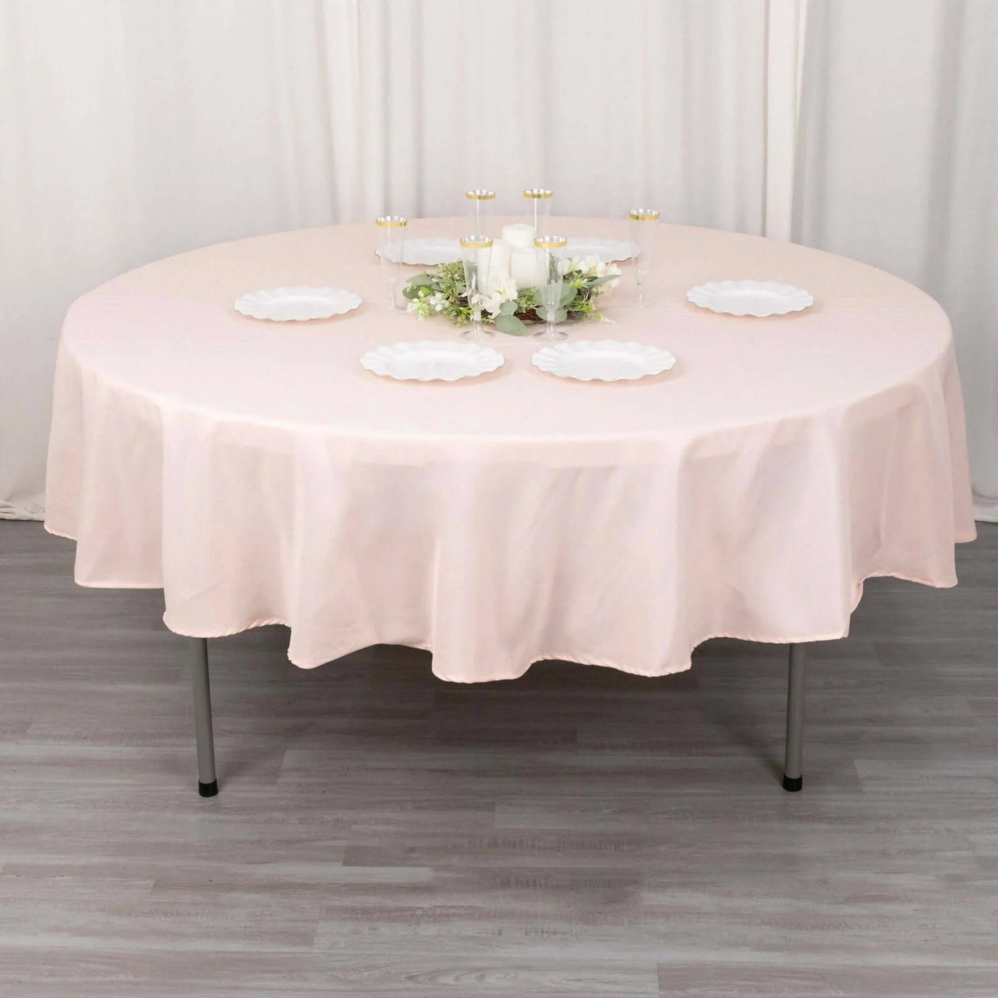 Premium Polyester 90" Round Tablecloth Blush - Stain and Wrinkle-Resistant Design with 220GSM Thickness Table Cover