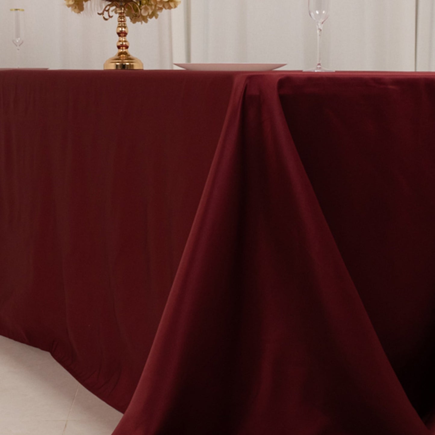 Lamour Satin 90"x156" Rectangle Tablecloth Burgundy - Luxurious, Soft Seamless Table Cover