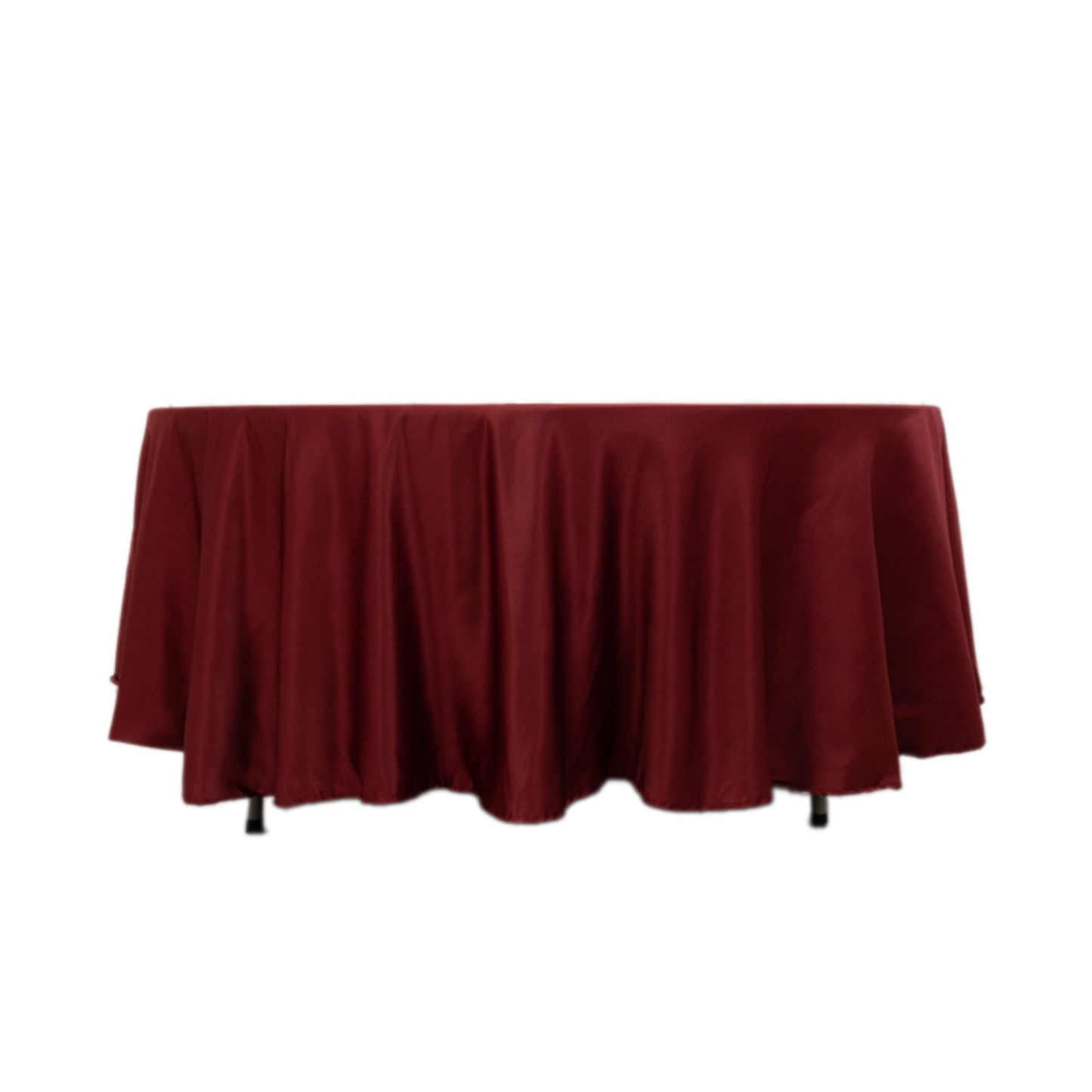 Lamour Satin 108" Round Tablecloth Burgundy - Durable & Silk-Like Table Cover