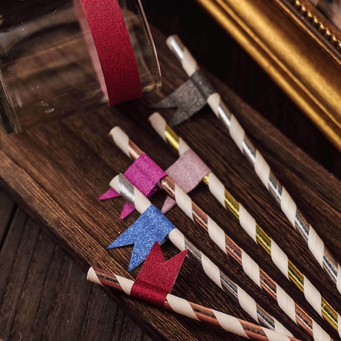 5 Pack 0.5"x5 Yards Burgundy Washi DIY Craft Glitter Tape